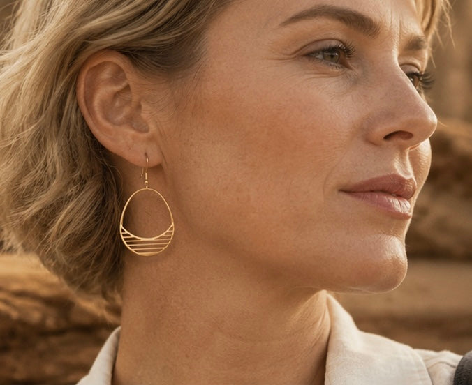 Sunset Line Rose Gold Dangle Earrings