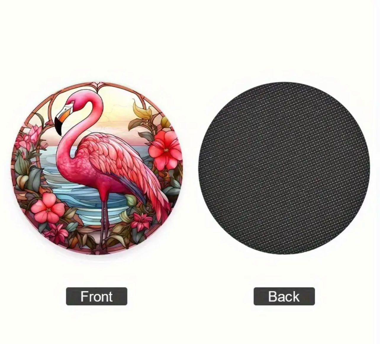 Tropical Flamingo Silicone Car Coaster Set