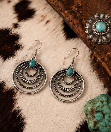 Silver Mesa Turquoise Hoop Earrings