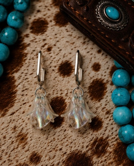 Iridescent Petal Hoop Earrings
