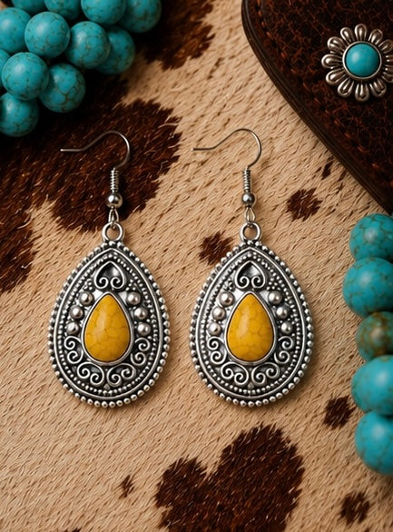 Golden Prairie Western Teardrop Earrings