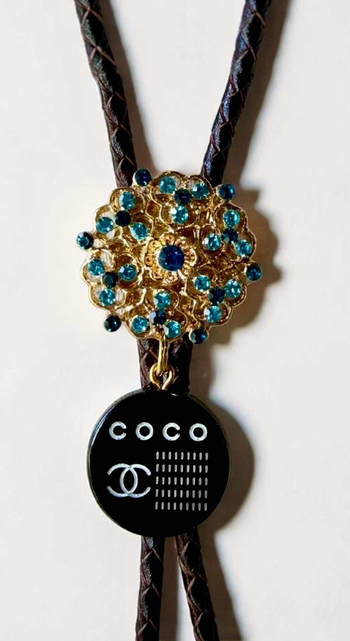 Blue Rhinestone Bolo Tie | Western Cowgirl Statement Accessory