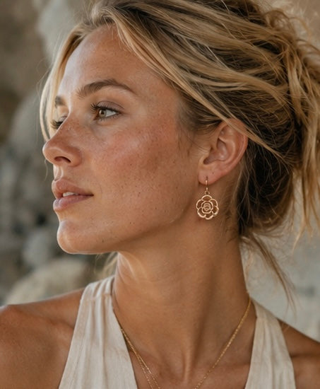 Golden Bloom - Rose Gold Drop Earrings