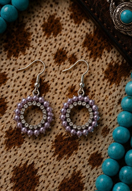 Lilac Sparkle - Circle Earrings