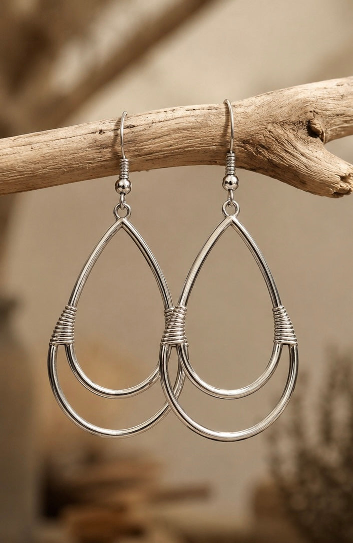 Coastal Silver Teardrop Earrings