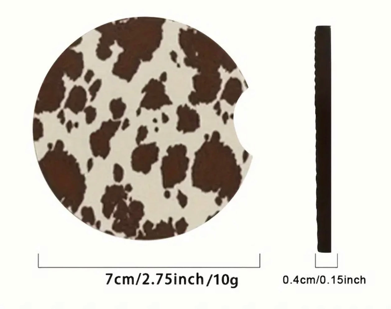 Brown Cow Print Neoprene Car Coaster Set