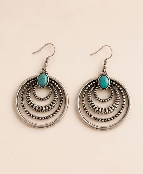 Silver Mesa Turquoise Hoop Earrings