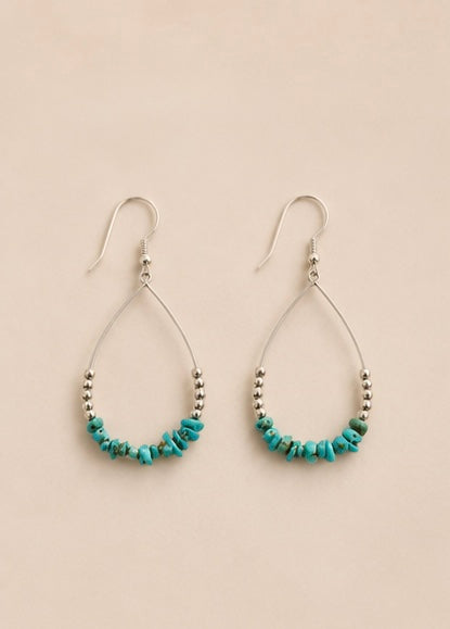 Turquoise Chip Teardrop Western Earrings