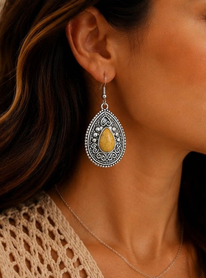 Golden Prairie Western Teardrop Earrings