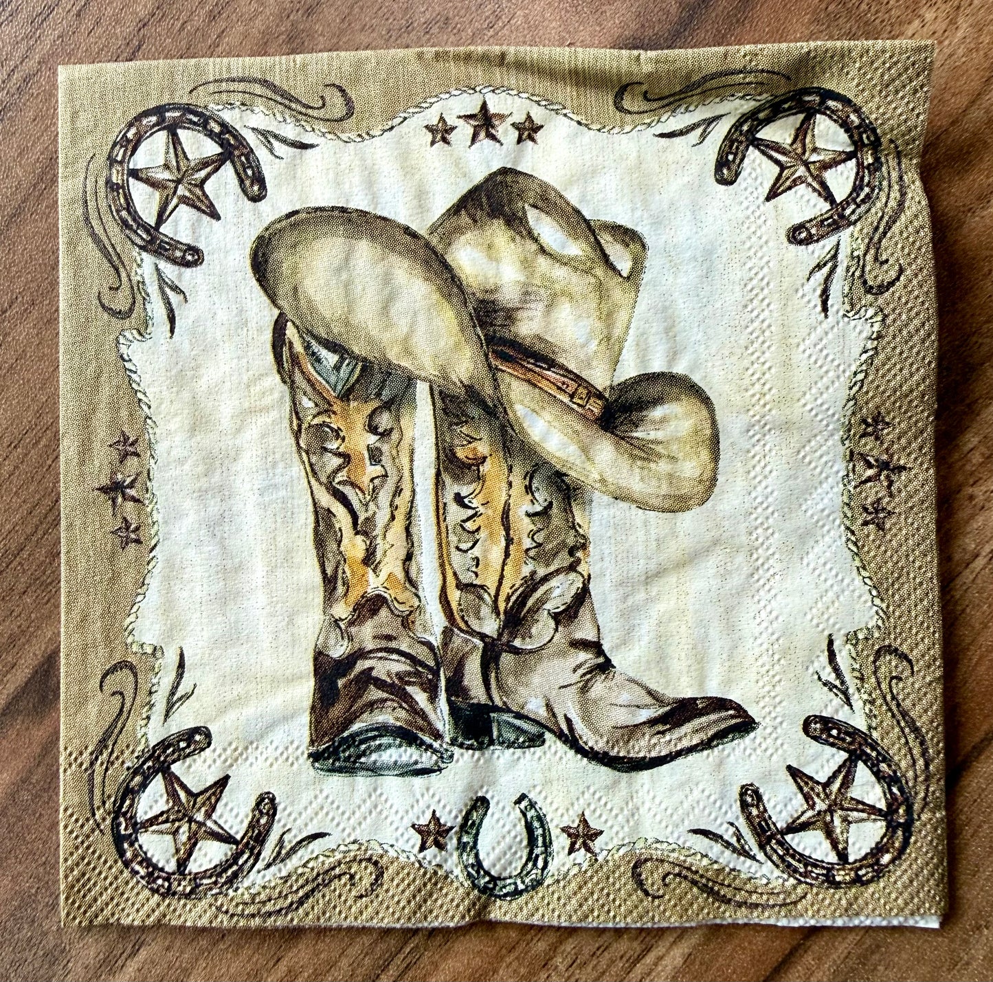 Western Boots & Cowboy Hat Cocktail Napkins – Pack of 20 | 3-Ply Paper Napkins