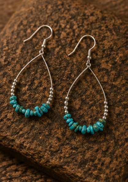 Turquoise Chip Teardrop Western Earrings