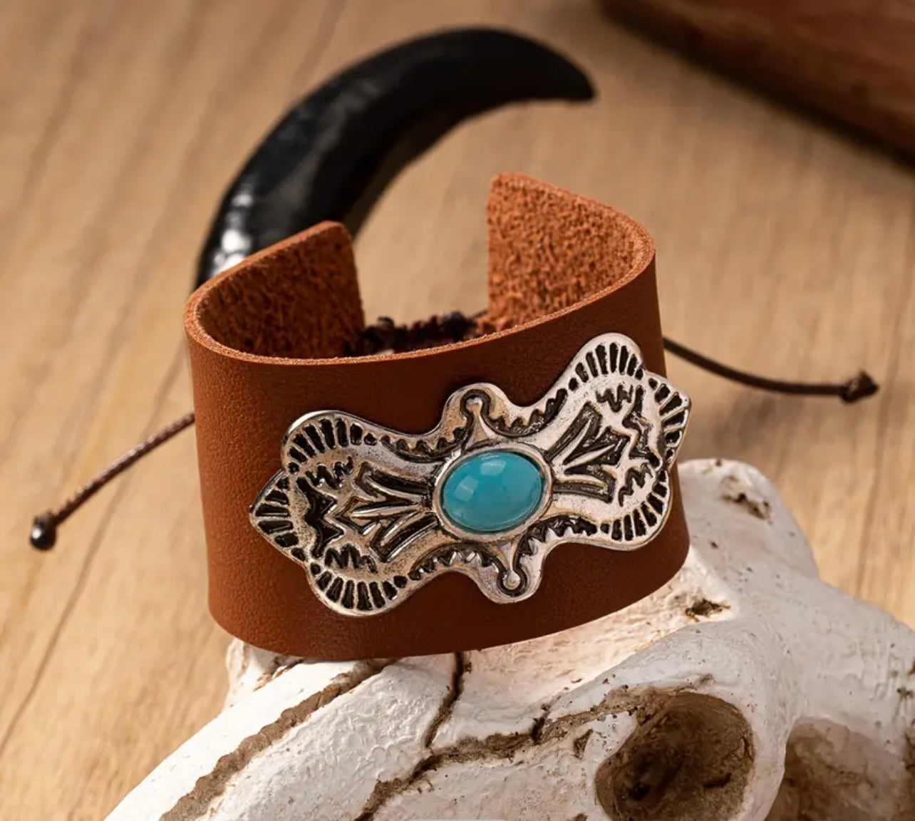 Adjustable Leather Cuff Bracelet