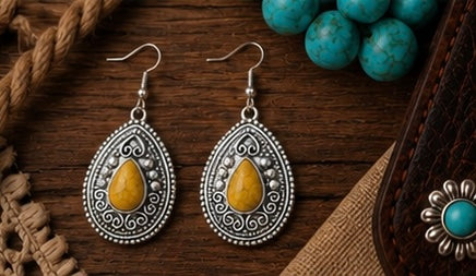 Golden Prairie Western Teardrop Earrings