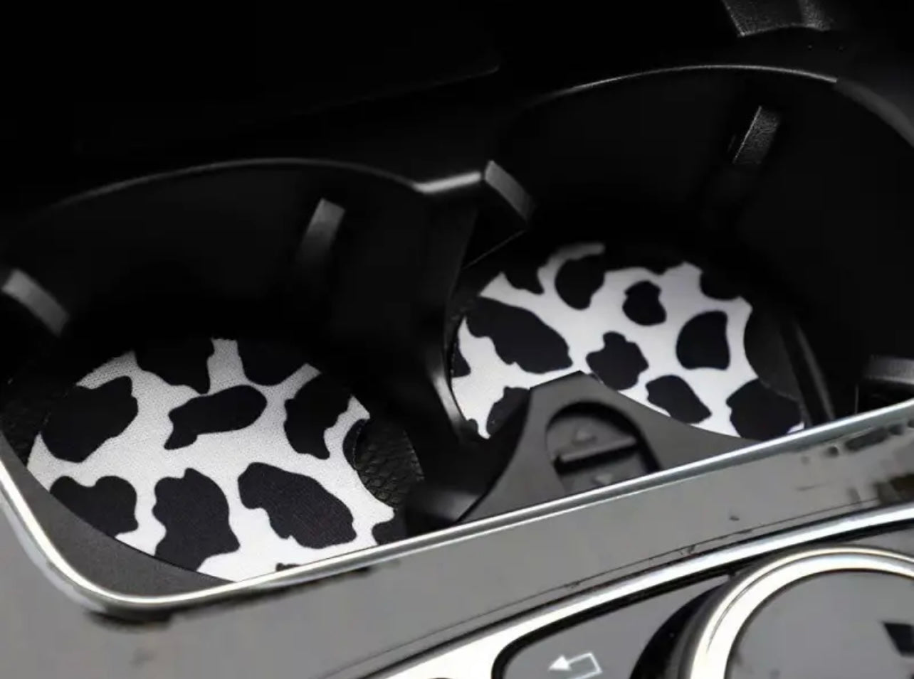 Cow Print Neoprene Car Coaster Set