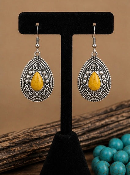 Golden Prairie Western Teardrop Earrings