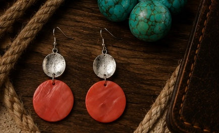 Coral Sunset Disc Drop Earrings