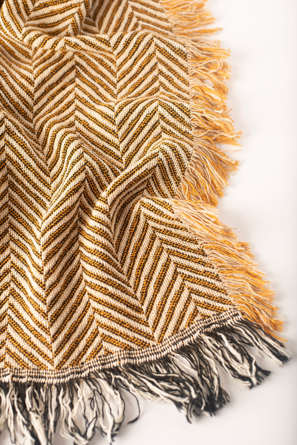 Goldenrod Herringbone Woven Cotton Throw