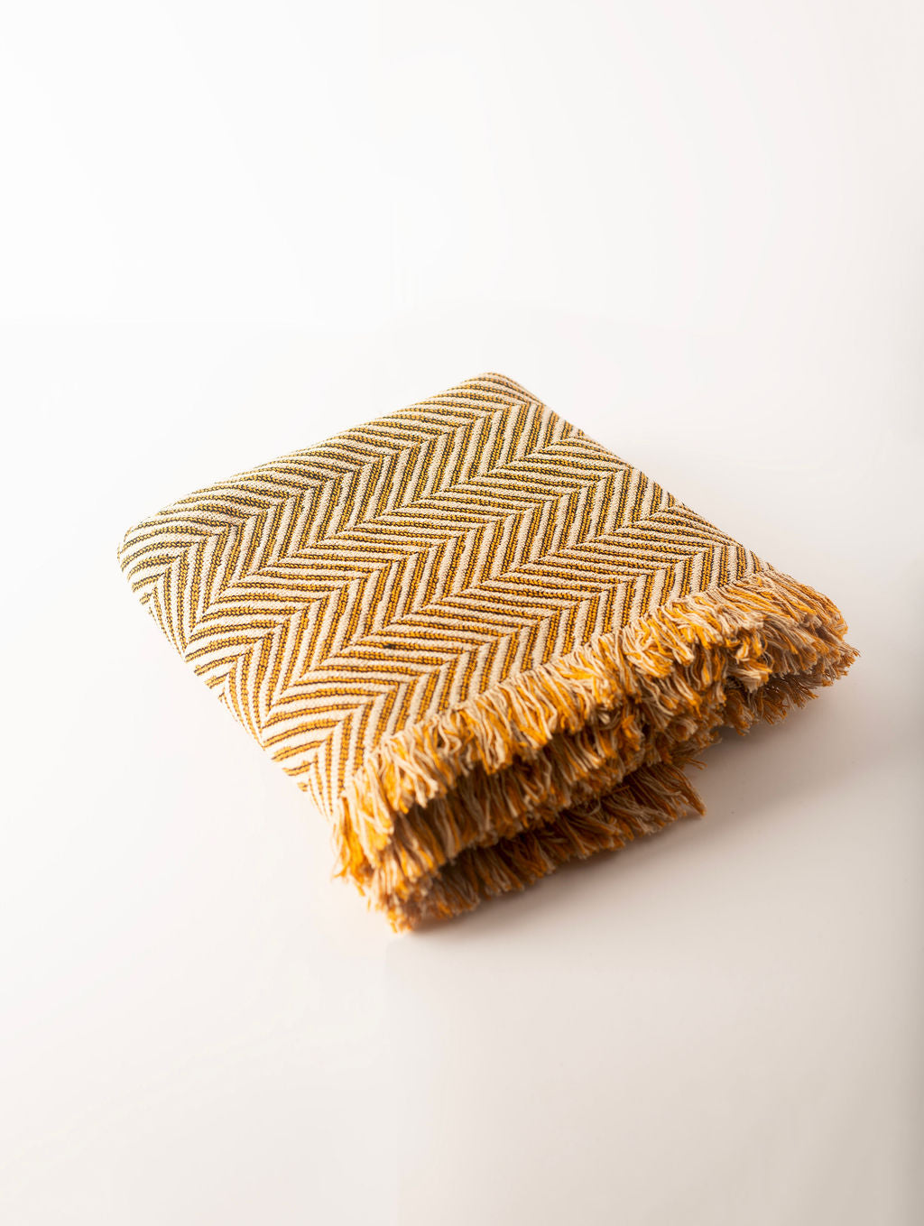 Goldenrod Herringbone Woven Cotton Throw