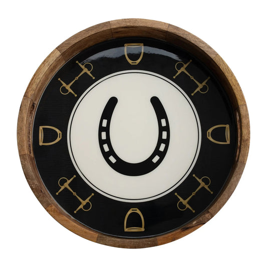 Black and Gold Horseshoe Serving Tray