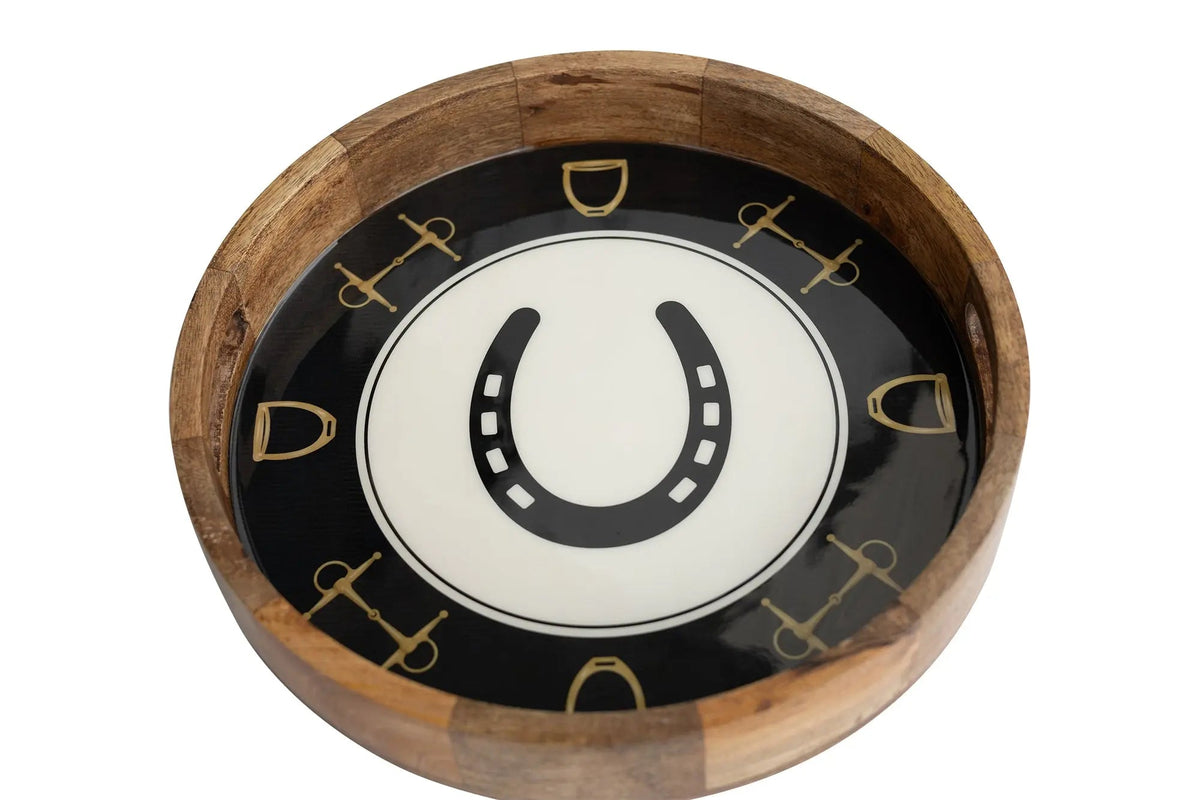 Black and Gold Horseshoe Serving Tray