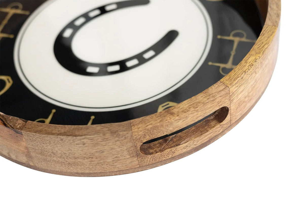 Black and Gold Horseshoe Serving Tray