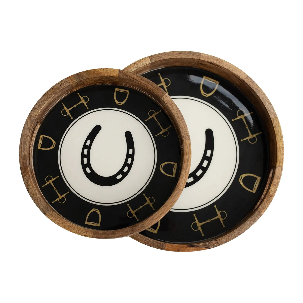 Black and Gold Horseshoe Serving Tray