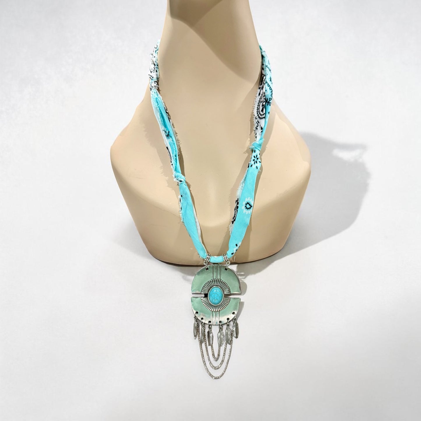 Bandana Statement Necklace – Boho Western Pendant Necklace