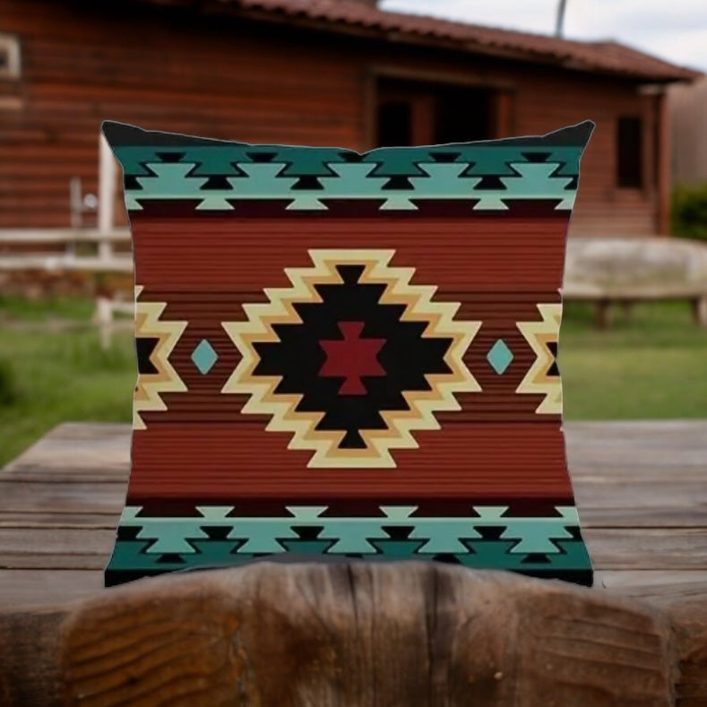 Western/Aztec Print Throw Pillow Cover