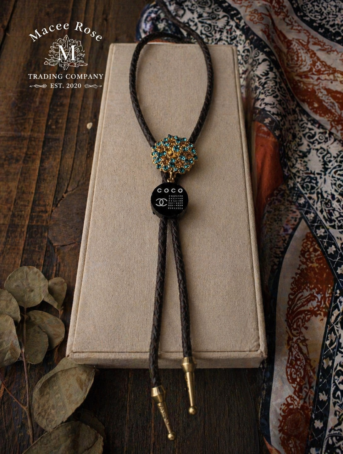 Blue Rhinestone Bolo Tie | Western Cowgirl Statement Accessory
