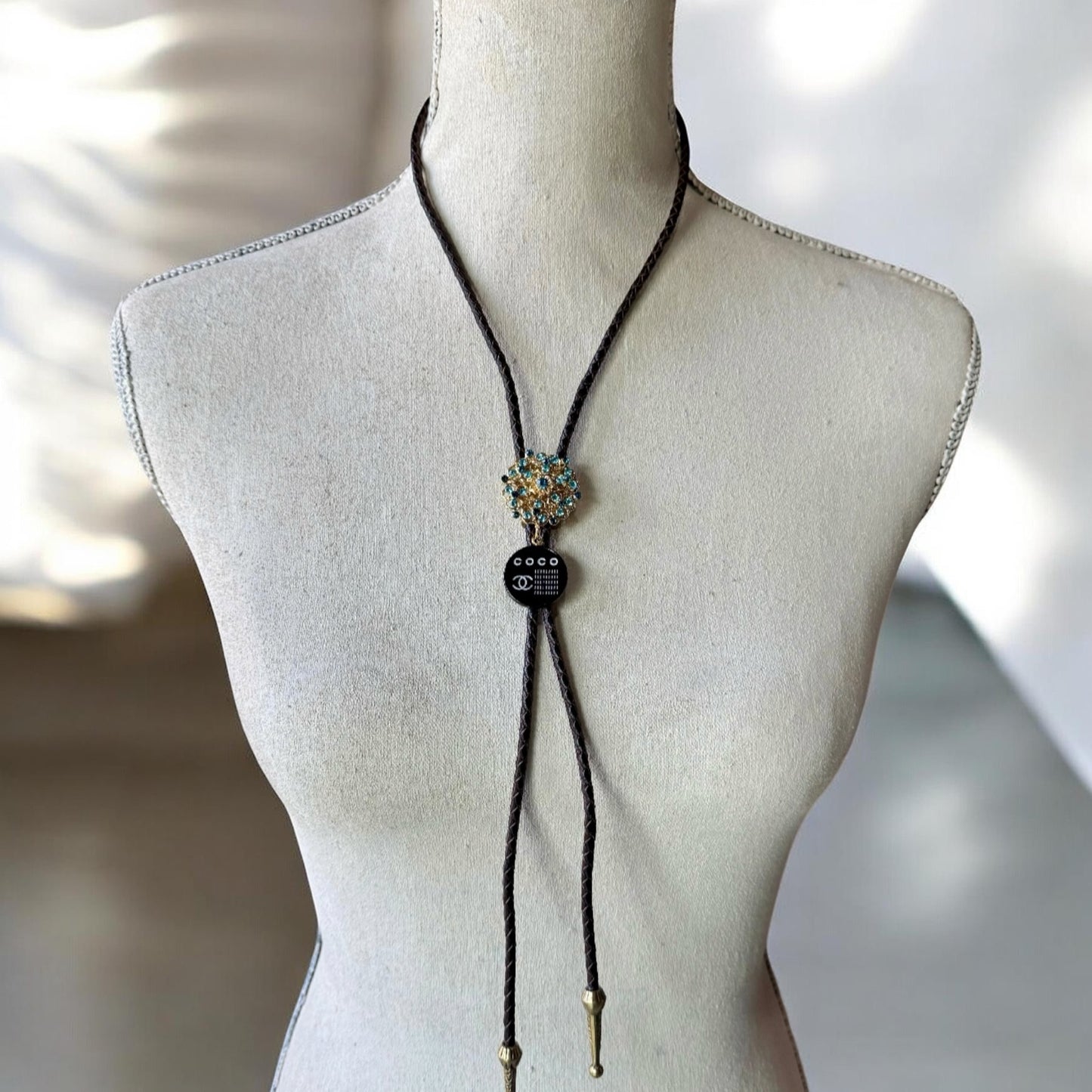 Blue Rhinestone Bolo Tie | Western Cowgirl Statement Accessory