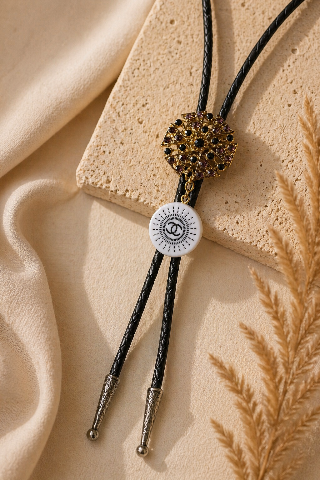 Black & Gold Bolo Tie | Western Cowgirl Statement Accessory