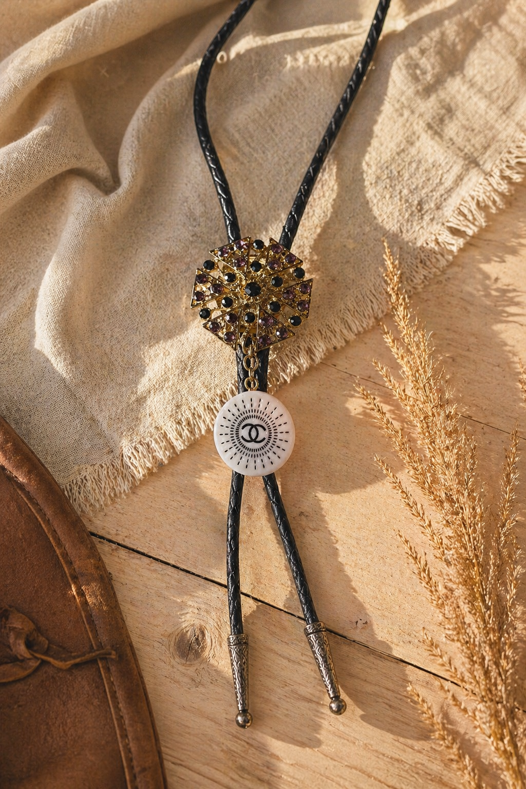 Black & Gold Bolo Tie | Western Cowgirl Statement Accessory