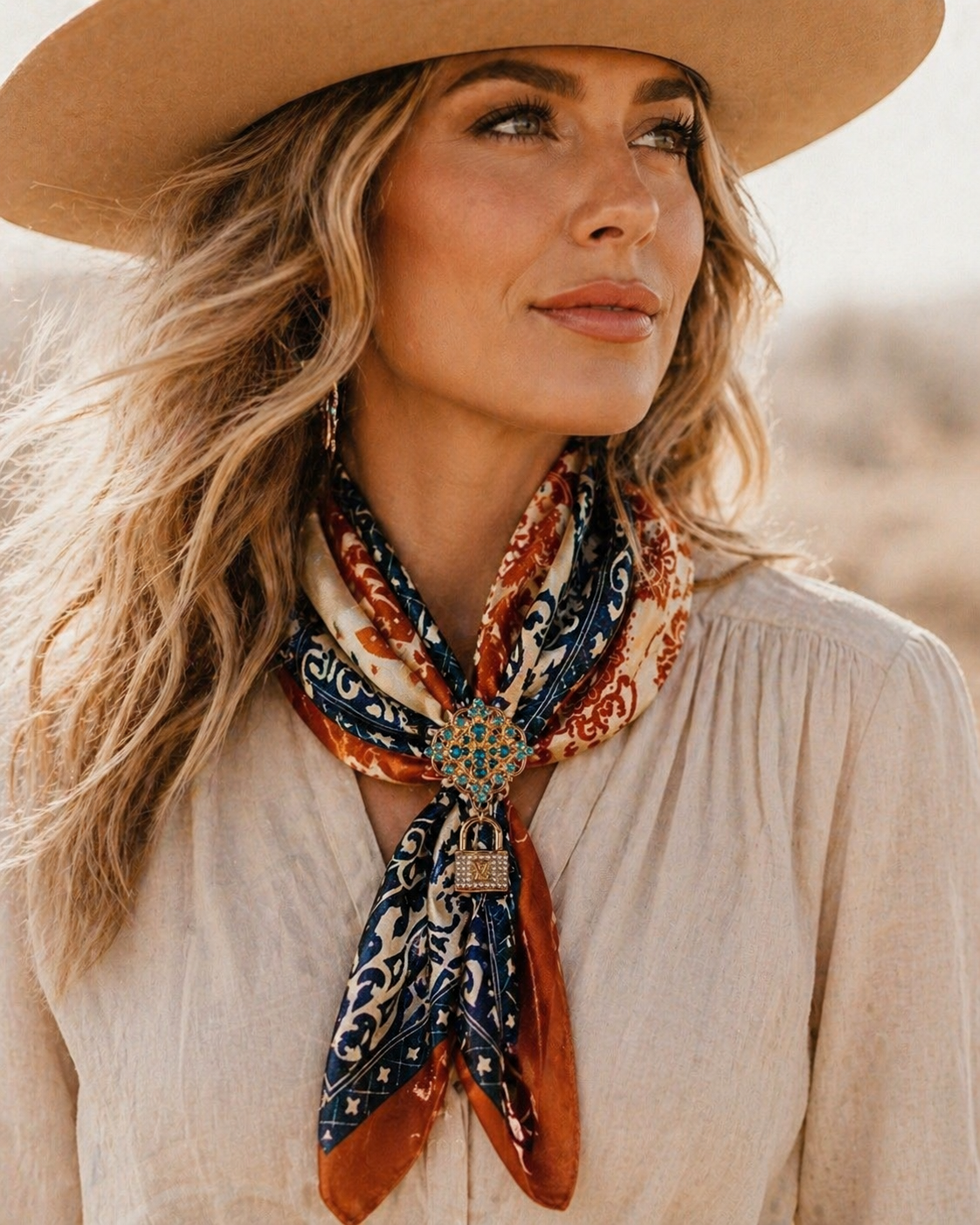 Gold Lock Wild Rag Slide | Western Scarf Slide Accessory