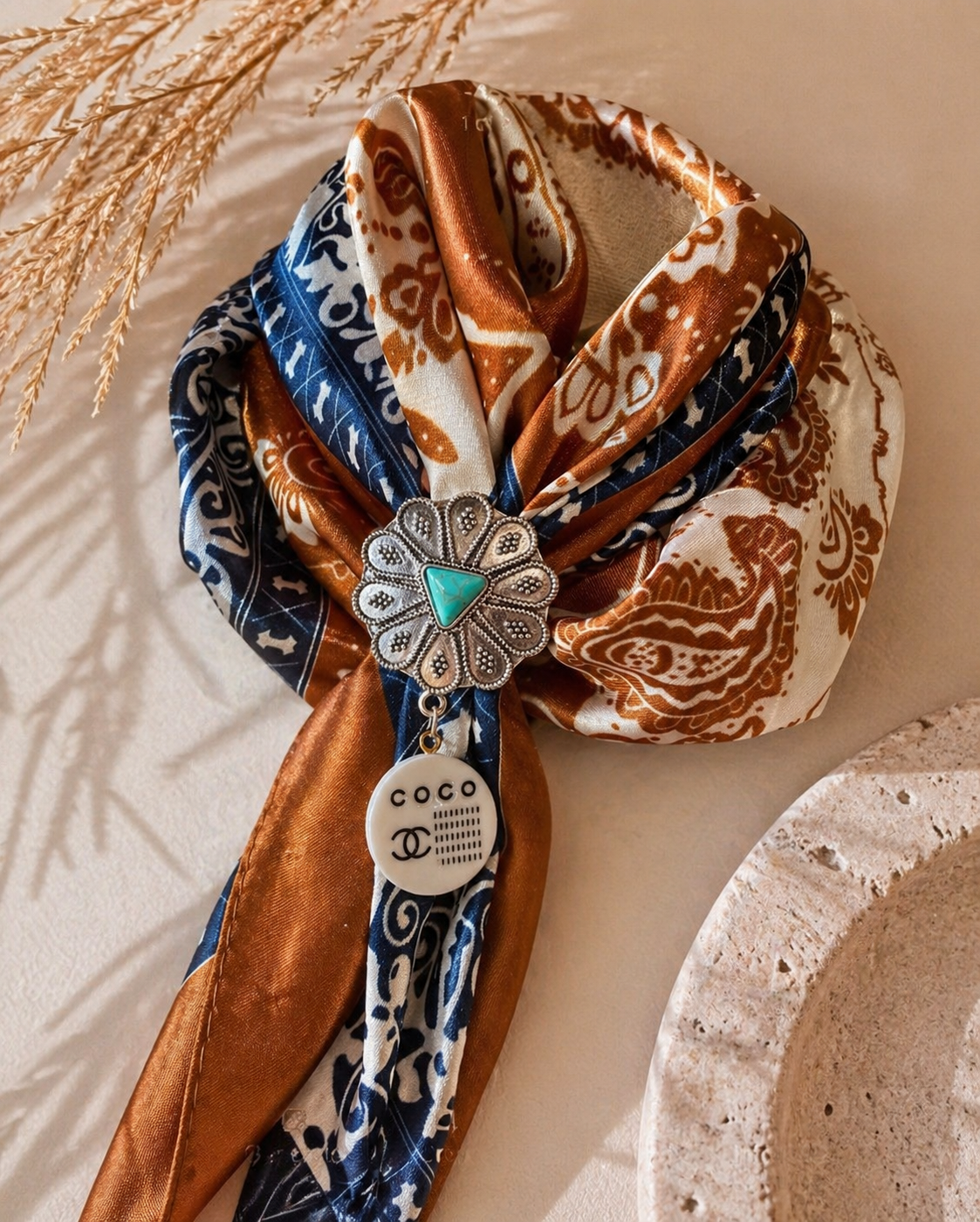 White Wild Rag Slide | Western Scarf Slide Accessory
