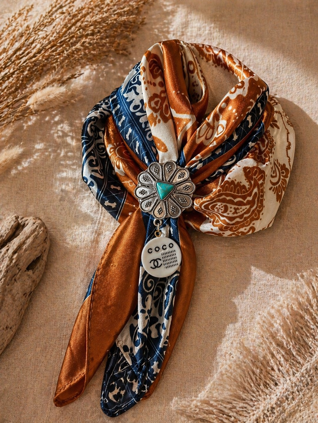 White Wild Rag Slide | Western Scarf Slide Accessory