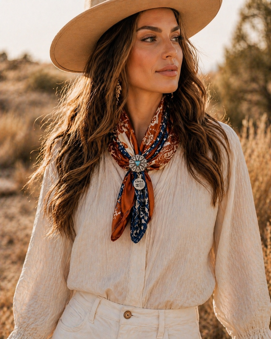 White Wild Rag Slide | Western Scarf Slide Accessory