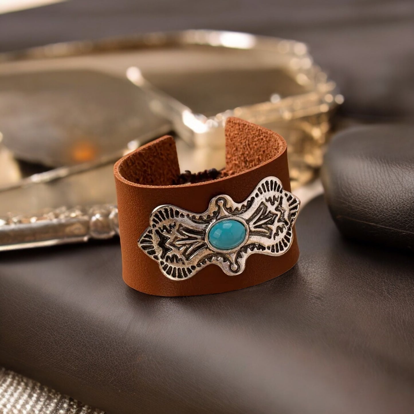 Adjustable Leather Cuff Bracelet