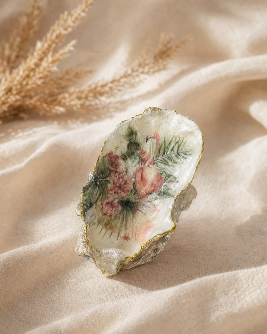 Flamingo Oyster Shell Trinket Dish Home Decor Gift