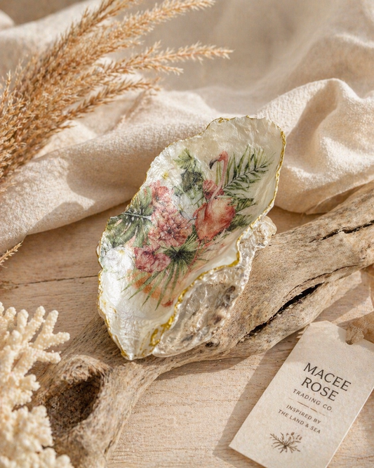 Flamingo Oyster Shell Trinket Dish Home Decor Gift