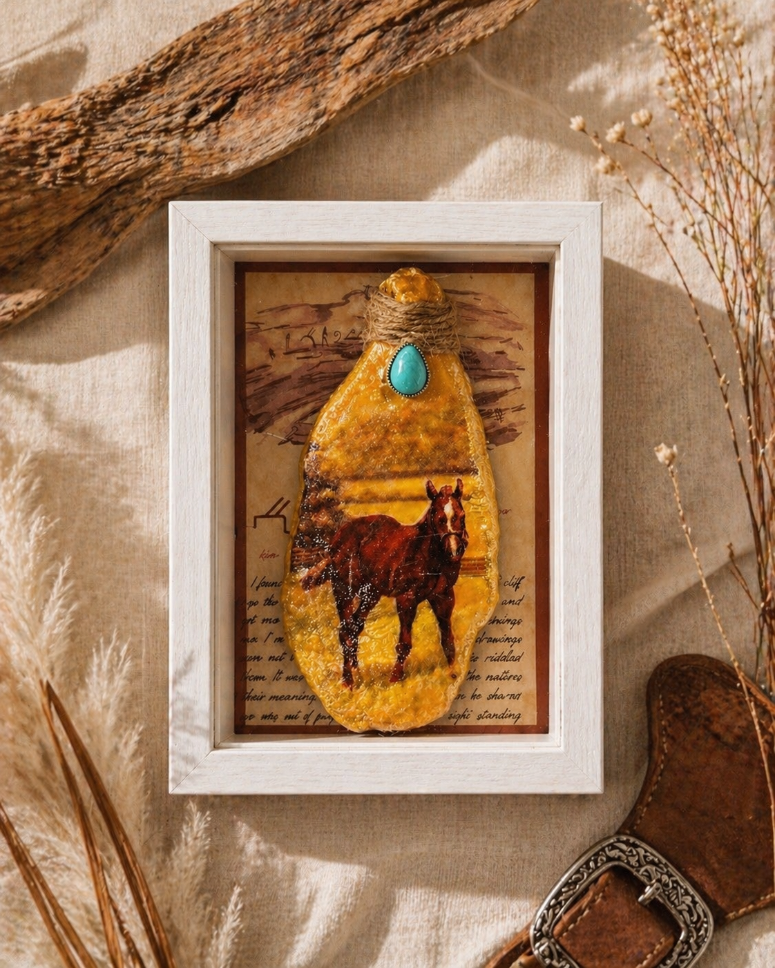 Handcrafted Western Horse Shadow Box Wall Decor | Rustic Boho Farmhouse Art | Unique Horse Lover Gift
