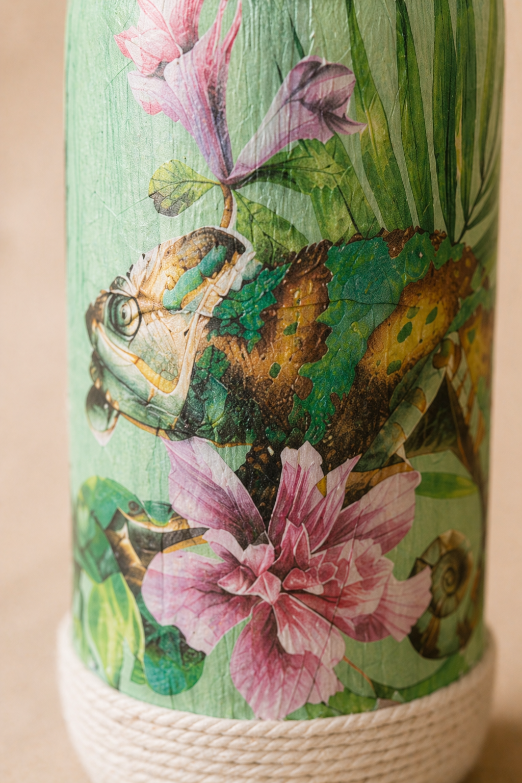 Botanical Chameleon Upcycled Wine Bottle Incense Burner | Boho Fragrance Decor