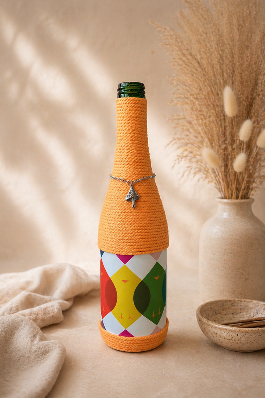 Modern Geometric Upcycled Wine Bottle Incense Burner | Boho Home Fragrance Decor