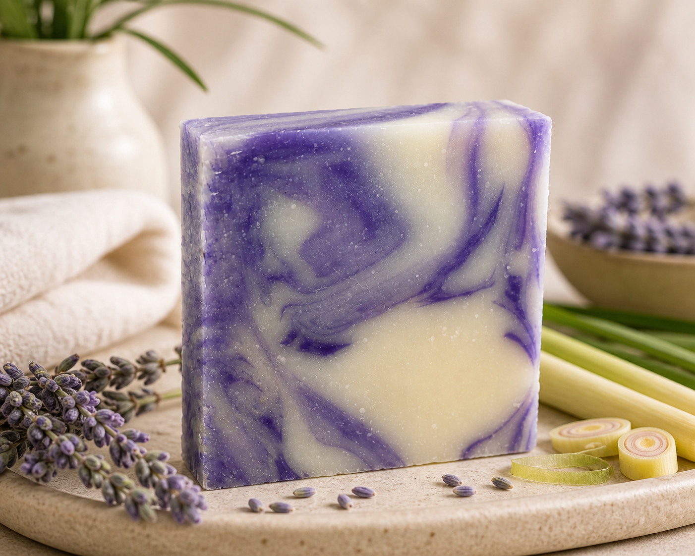 Lavender Lemongrass Artisan Soap Bar | Handmade Botanical Bath Soap