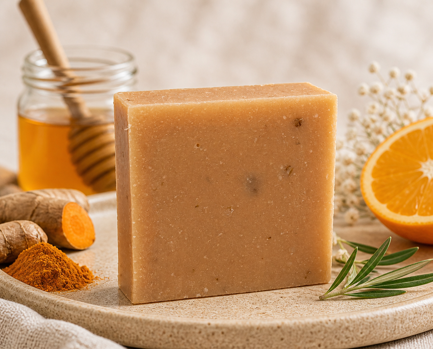 Turmeric Honey Orange Artisan Soap Bar | Brightening Citrus Soap