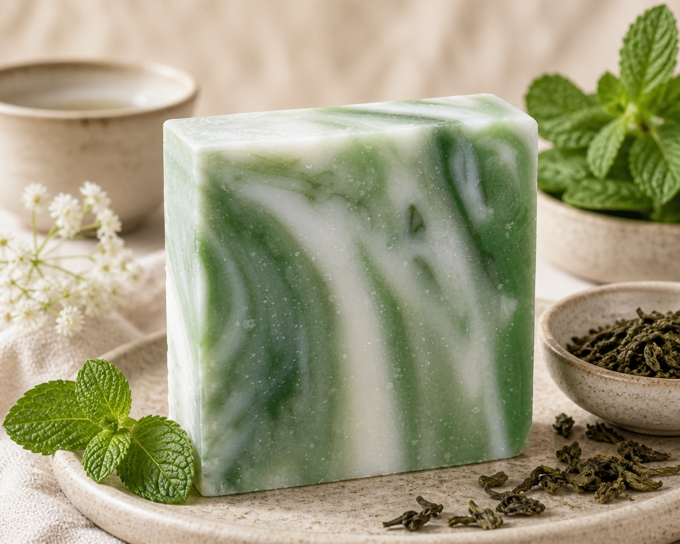 Peppermint White Tea Artisan Soap Bar | Refreshing Handmade Soap