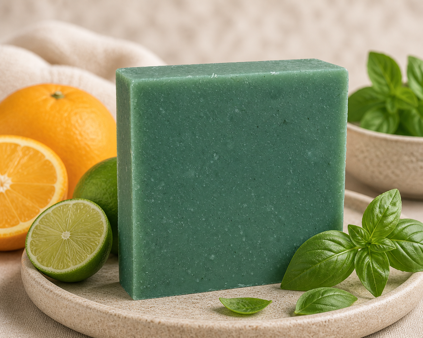 Citrus Basil Artisan Soap Bar | Fresh Herbal Handmade Soap