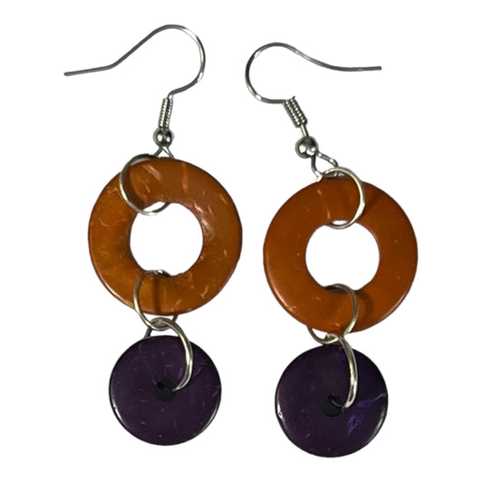 Wooden “washer” dangle earrings