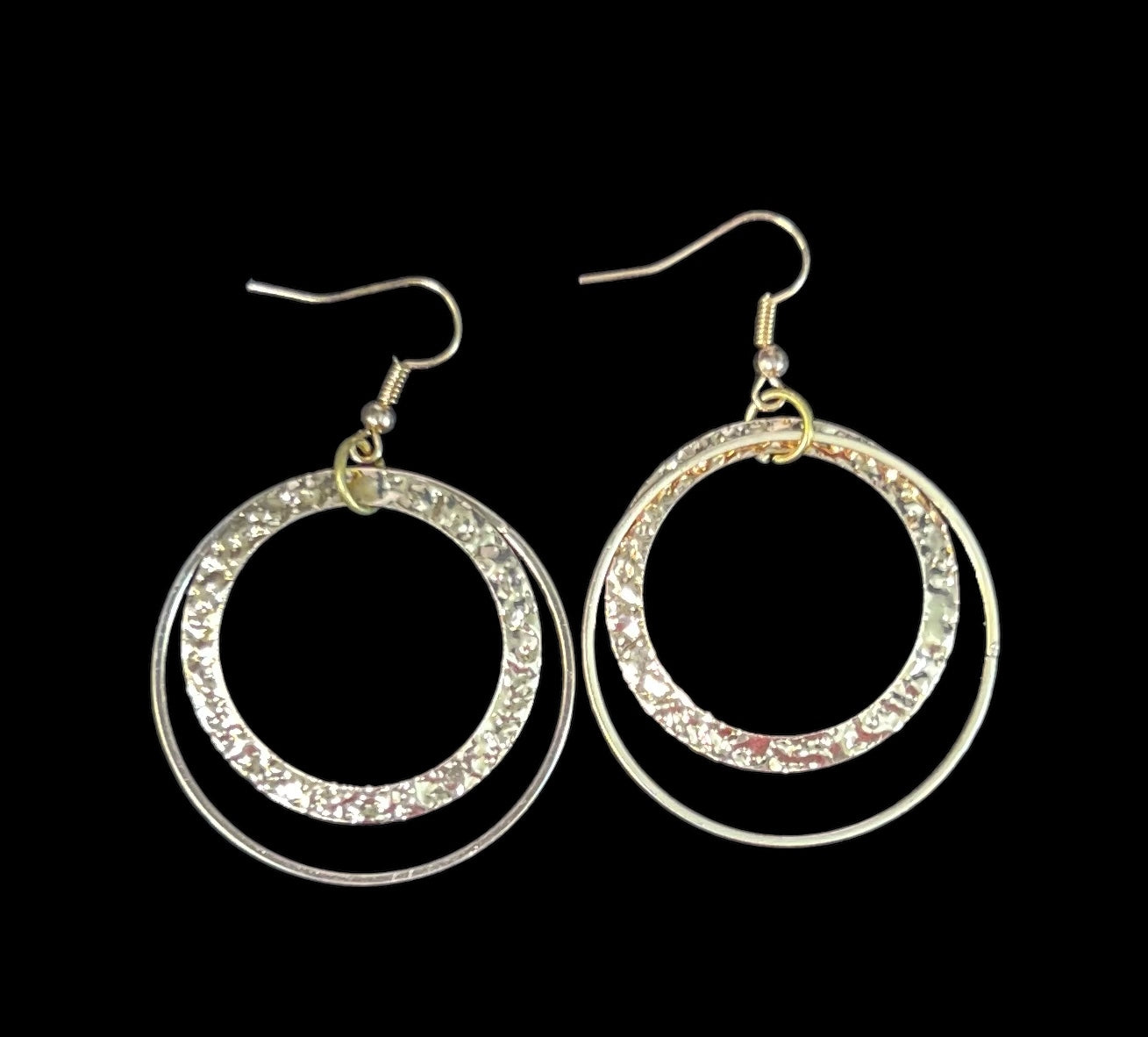 Gold Tone Double Hoop Earrings - Medium