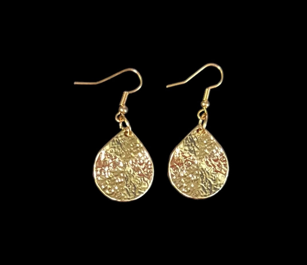 Hammered Finish Gold Toned Earrings