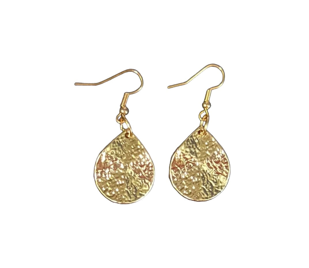 Hammered Finish Gold Toned Earrings